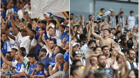 Torcedores de Cruzeiro e Atlético, respectivamente, no Mineirão (foto: Montagem com imagens de Ramon Lisboa/EM/D.A. Press e Alexandre Guzanshe/EM/D.A. Press)