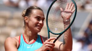 Bielorrussa Aryna Sabalenka celebra vitória  - Crédito: 